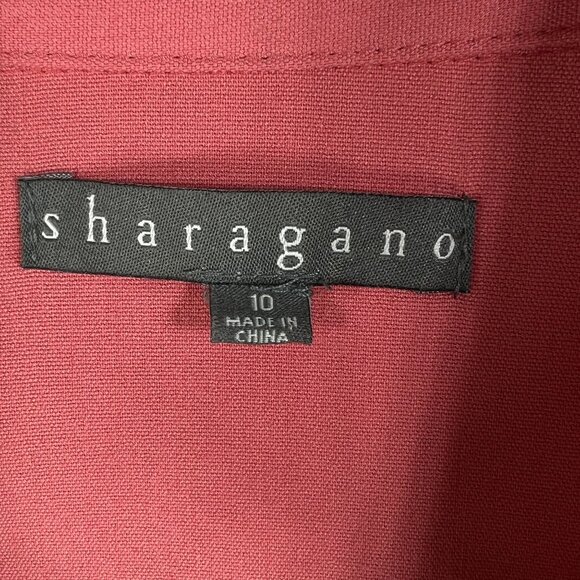 Sharagano 10 Coral Double Breasted Shirt Dress Pockets Belt Tab Sleeves Office - Picture 13 of 16